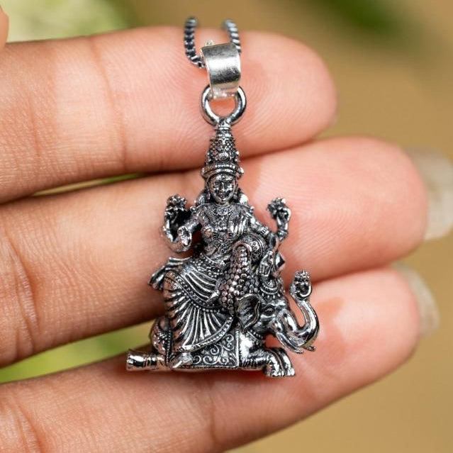 Laxmi on Hatiji Oxidized Pendant with Chain