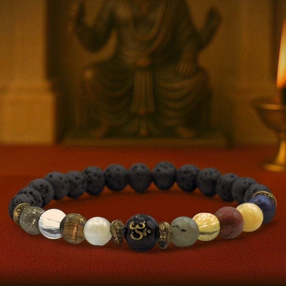 Natural Beads Om Bracelet