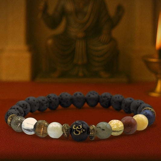 Natural Beads Om Bracelet