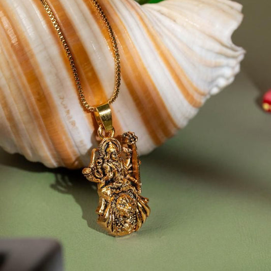 Gold Plated Ambe Mataji Pendant with Chain