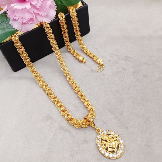 Luxurious Men's Gold Plated Pendant With Chain Vol 6