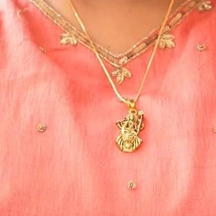 Gold Plated Ambe Mataji Pendant with Chain