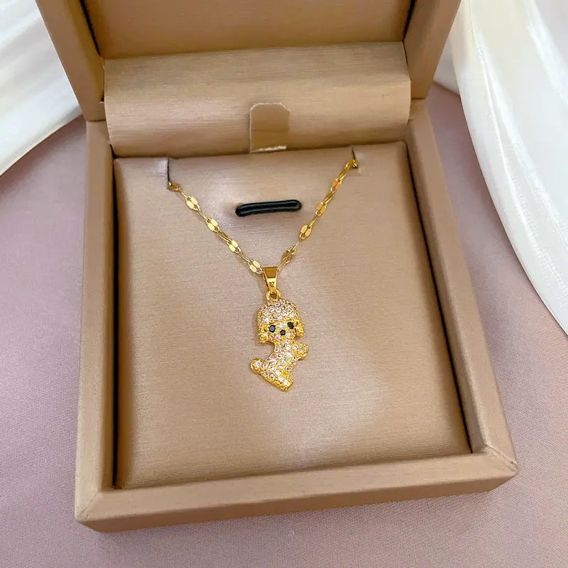 Diamond Puppy Pendant Necklace-3