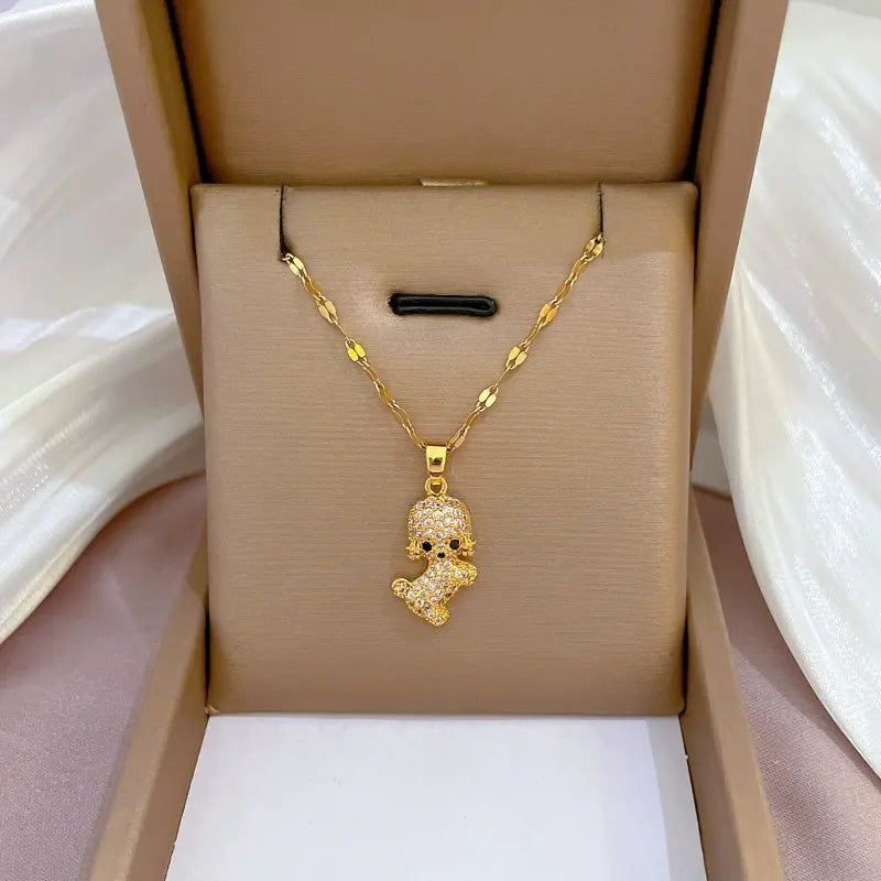 Diamond Puppy Pendant Necklace-1