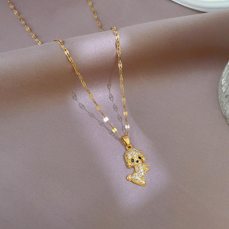 Diamond Puppy Pendant Necklace-2
