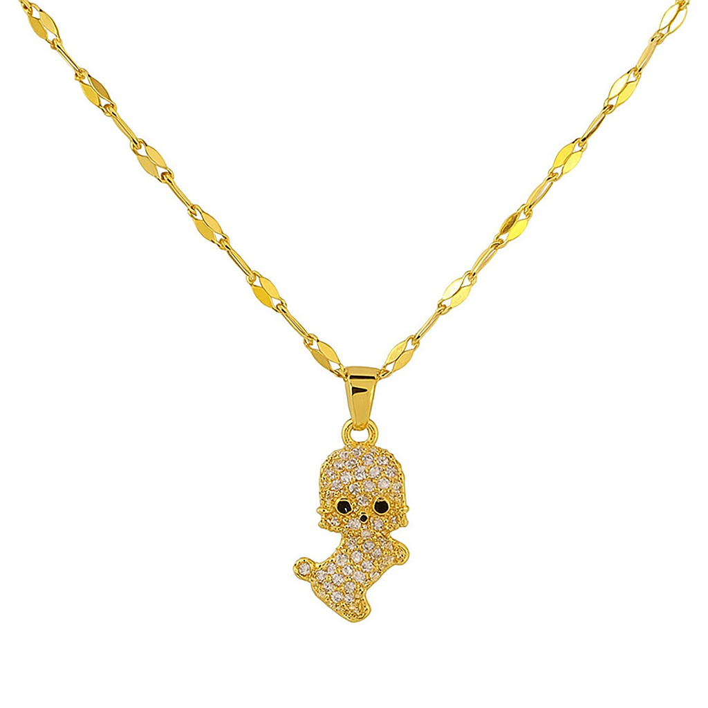 Diamond Puppy Pendant Necklace-0