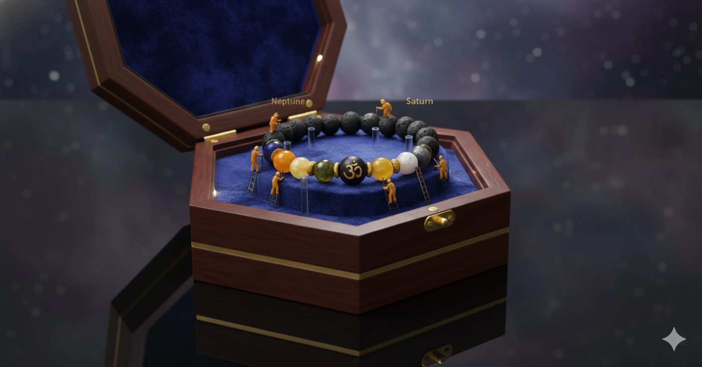 Natural Beads Om Bracelet