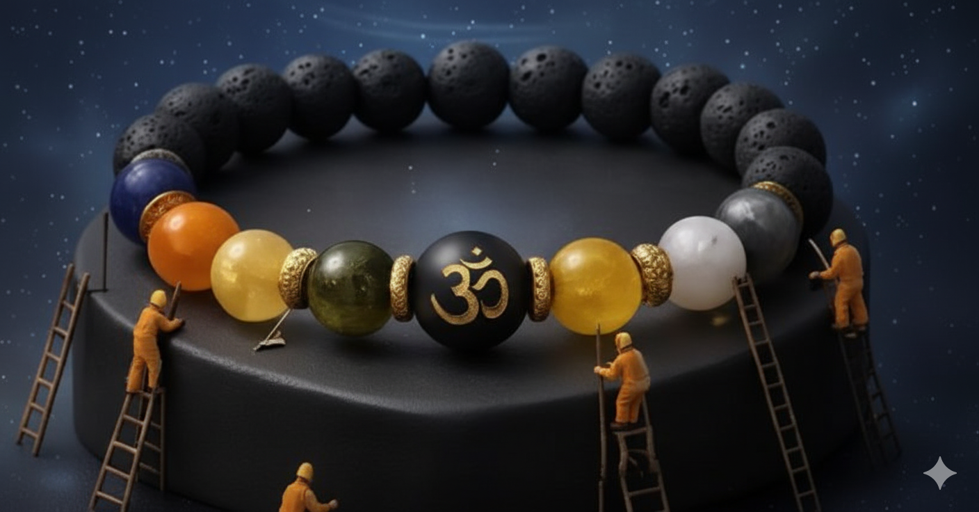 Natural Beads Om Bracelet