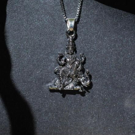 Laxmi on Hatiji Oxidized Pendant with Chain