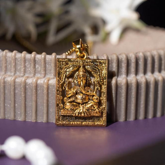 Gold Plated Ganeshji Pendant with Chain