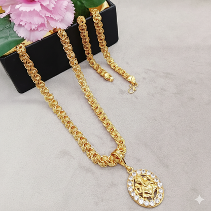 Luxurious Men's Gold Plated Pendant With Chain
