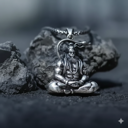 Hanuman Silver Locket With Chain