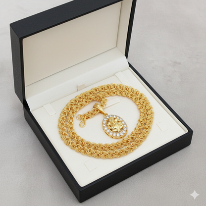 Luxurious Men's Gold Plated Pendant With Chain