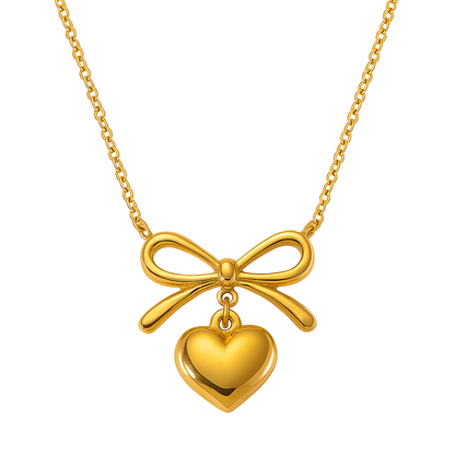Bow Heart Pendant Necklace – Dainty Cute Pendant Jewelry Gift-0